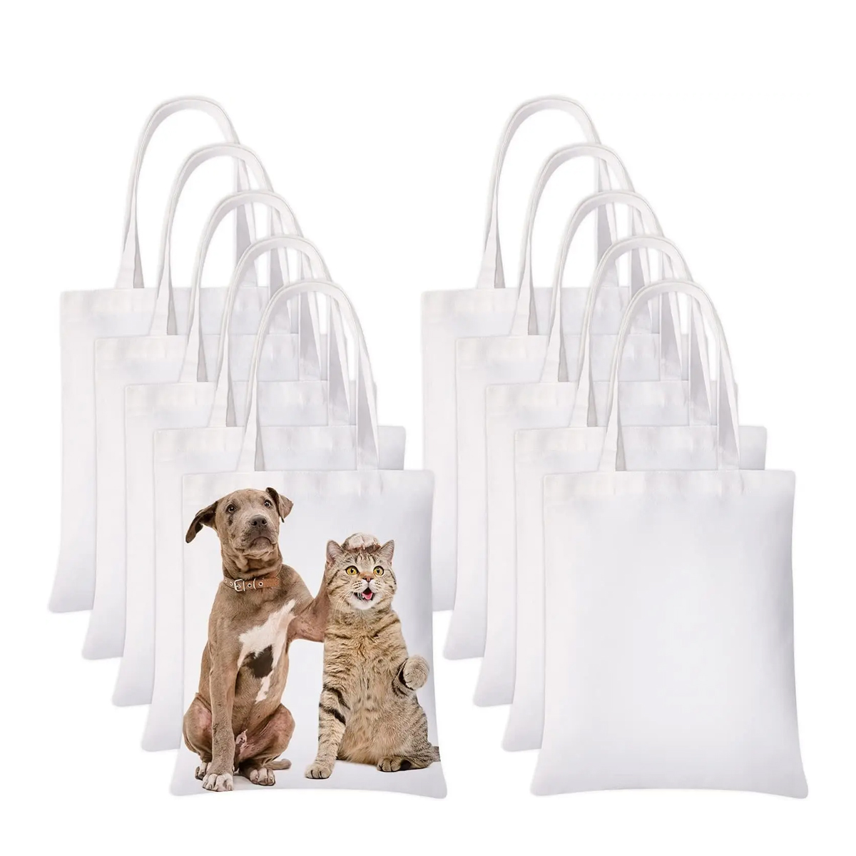 Tote Bag Sublimation - 6 قطع من حقائب اليد القماشية