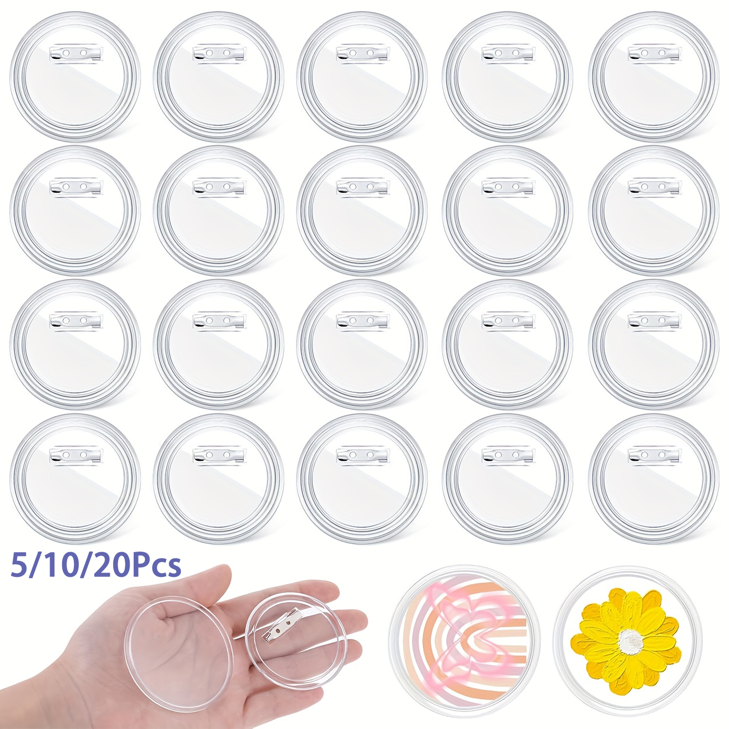 Button Badge Blank - 5-20 قطعة أزرار فارغة مع دبابيس