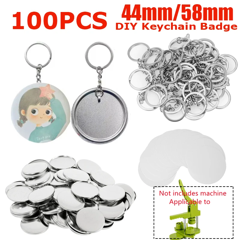 Button Badge Blank - 100 قطعة من البلاستيك/المعادن فارغة لوازم
