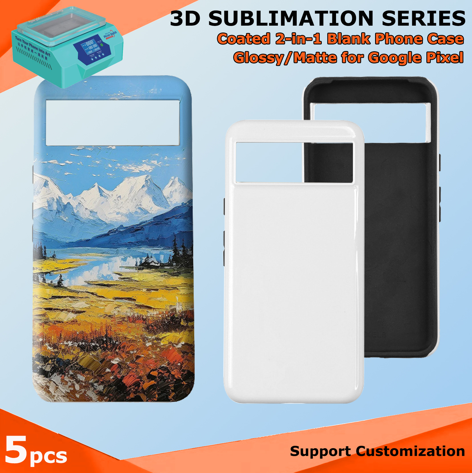 Phone Case Blank Print - Fonlyu 5 قطعة المغلفة 2 في