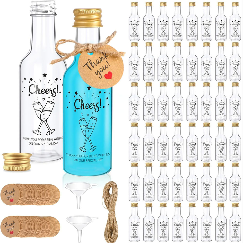 Water Bottle Blank - 50 زجاجة صغيرة للمشروبات الكحولية، سعة