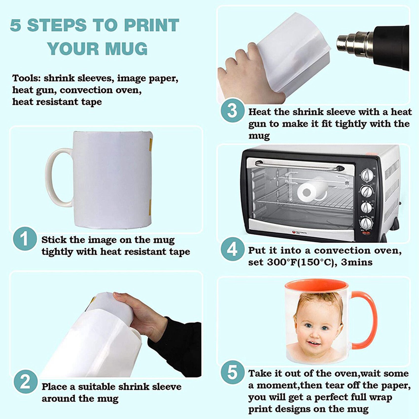 Sublimation Mug White - أغلفة بلاستيكية قابلة للانكماش للطباعة بالتسامي