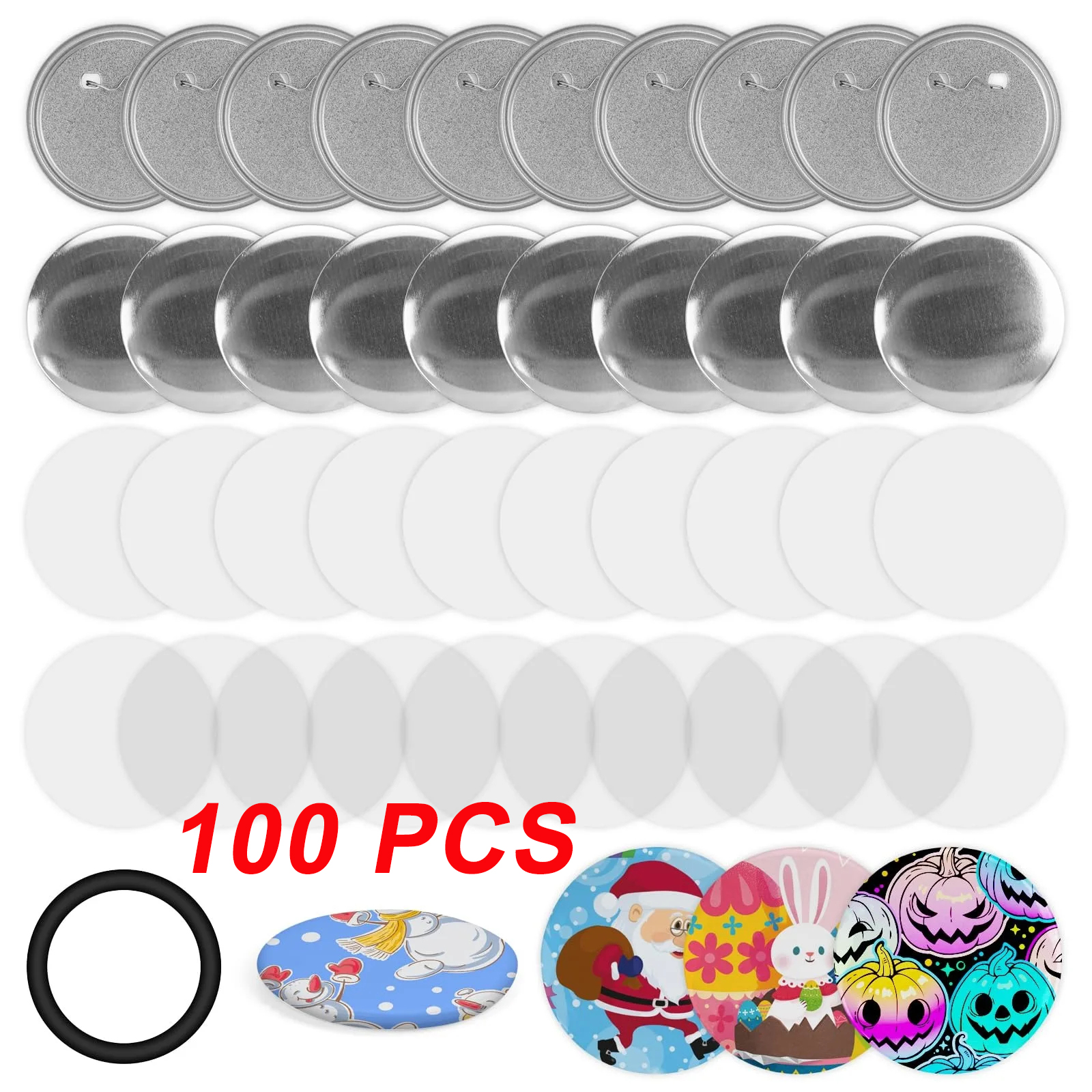 Button Badge Blank - 100 قطعة لوازم صنع الأزرار الفارغة