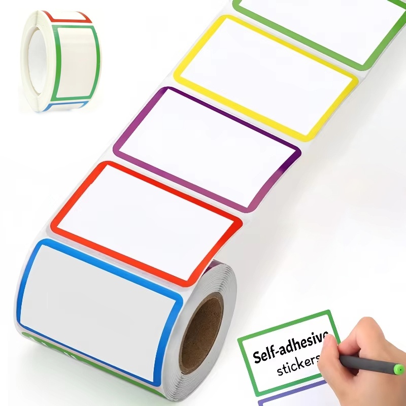 Water Bottle Blank - ملصقات أسماء ملونة فارغة للكتابة اليدوية،