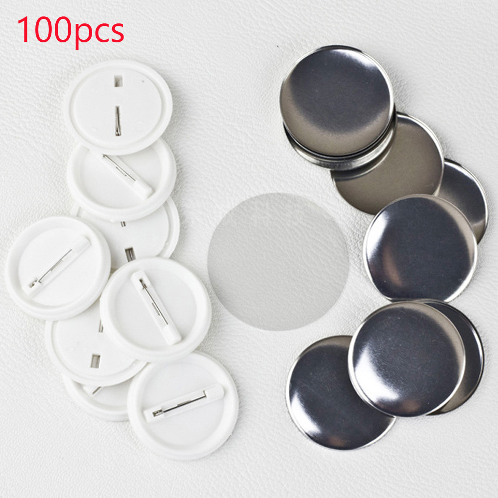Button Badge Blank - 100 قطعة/المجموعة البلاستيك فارغة شارة دبوس