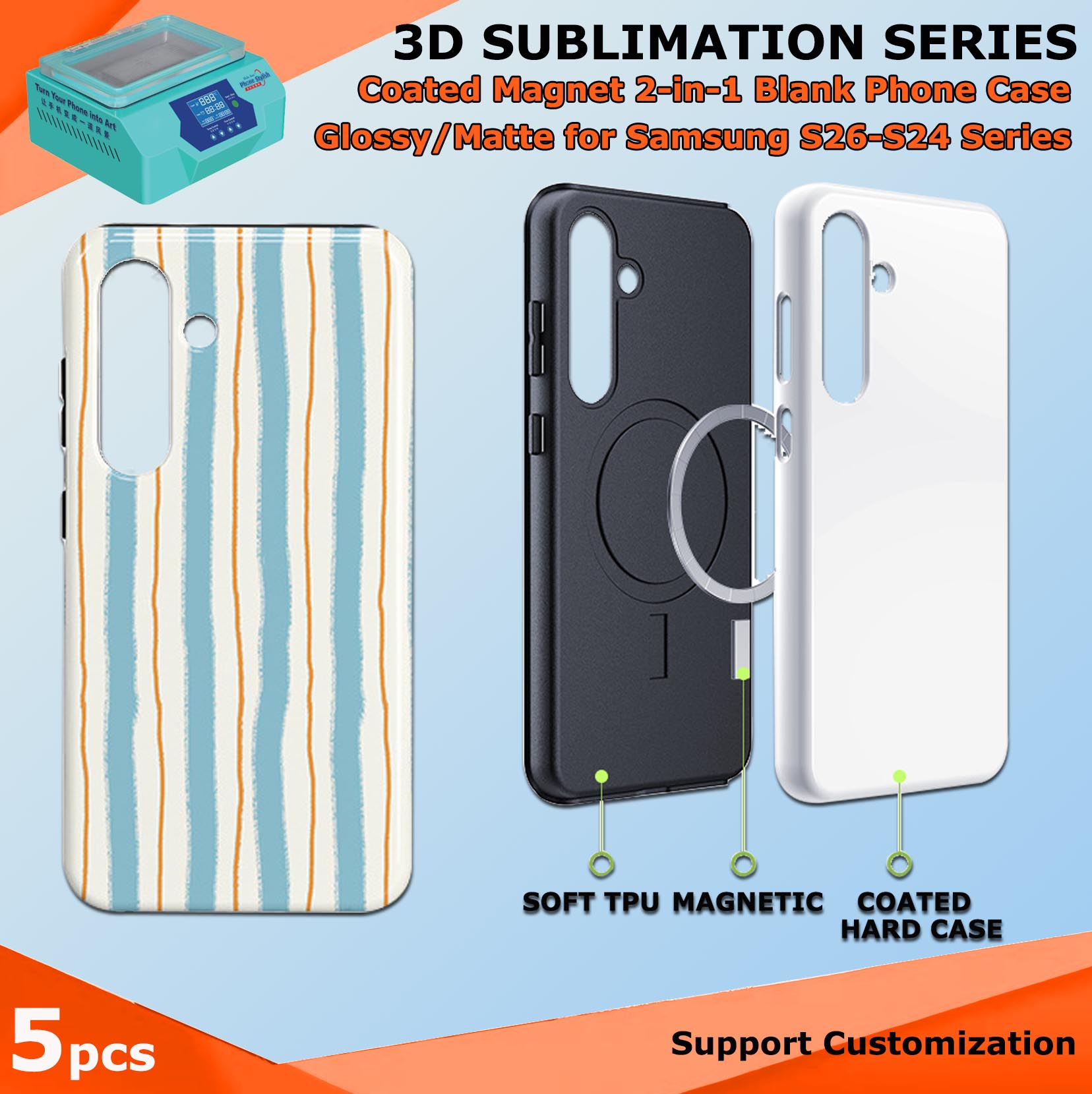 Phone Case Blank Print - غطاء هاتف فارغ مغناطيسي مطلي من