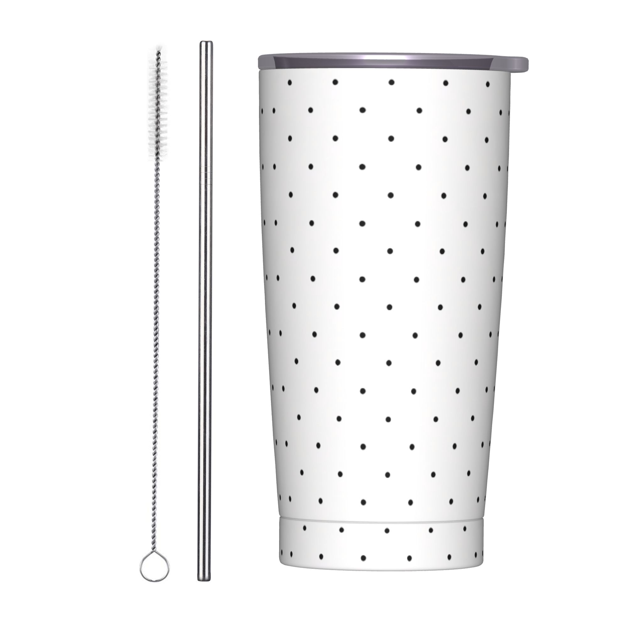 كوب ستانلس ستيل بنقشة منقطة با - مراجعة Tumbler 20Oz White وسعره
