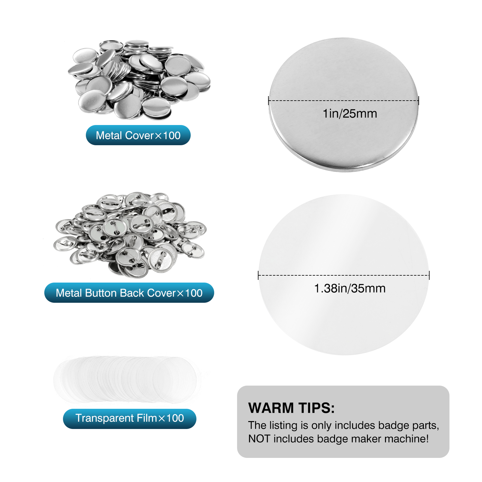 100 قطعة صغيرة لتقوم بها بنفسك - مراجعة Button Badge Blank وسعره