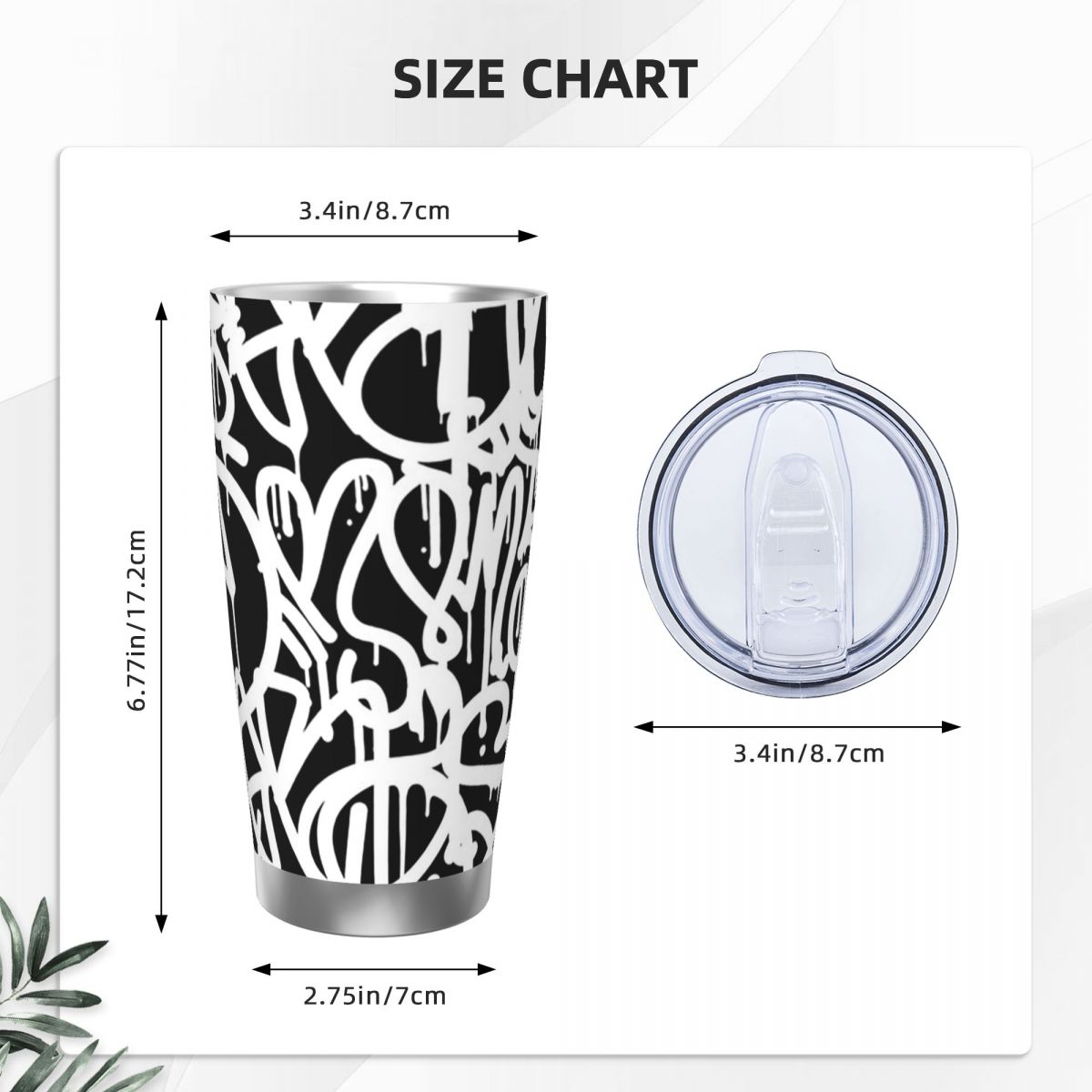 أبيض وأسود الكتابة على الجدران - مراجعة Tumbler 20Oz White وسعره