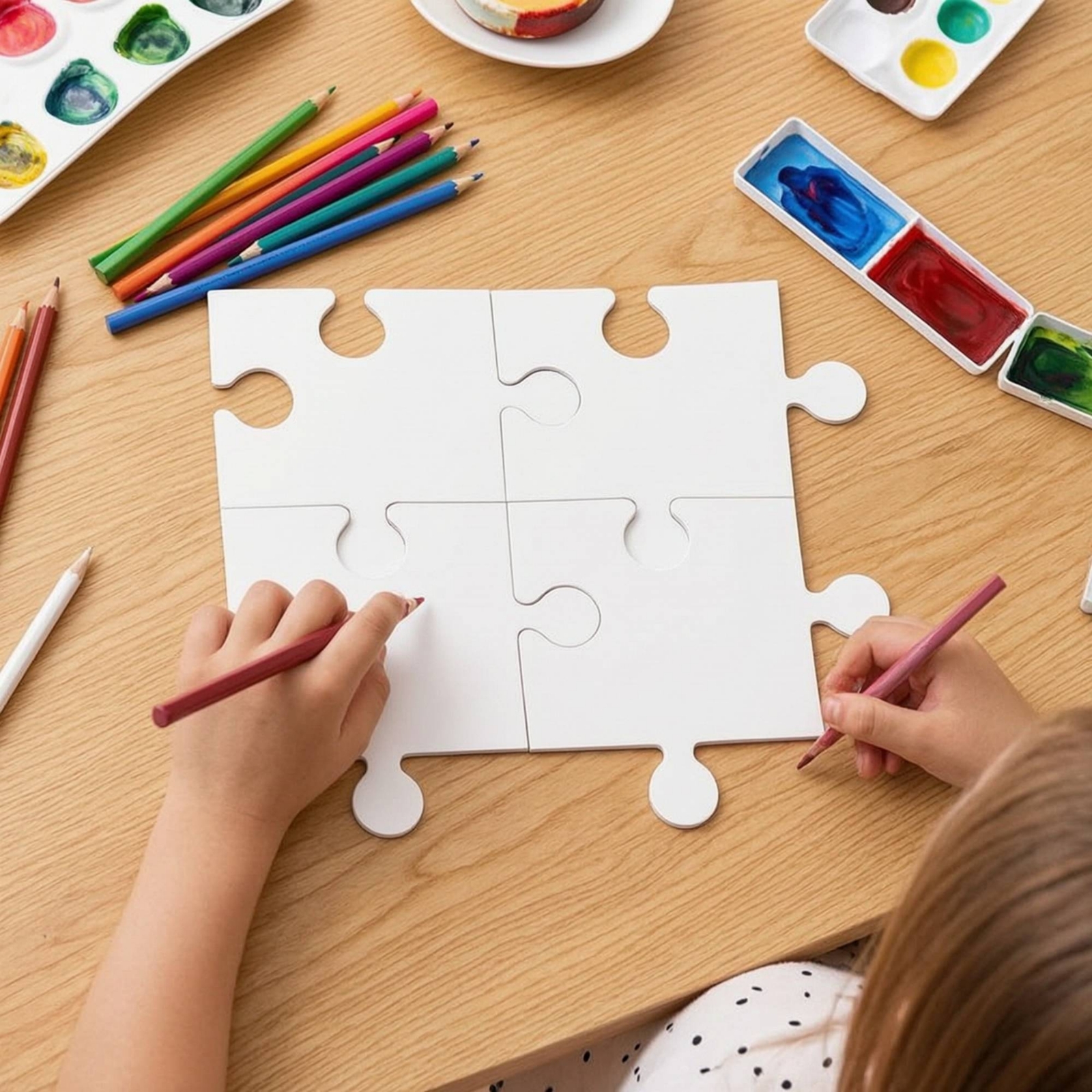 24 قطعة من الألغاز الكرتونية ا - مراجعة Puzzle Blank White وسعره