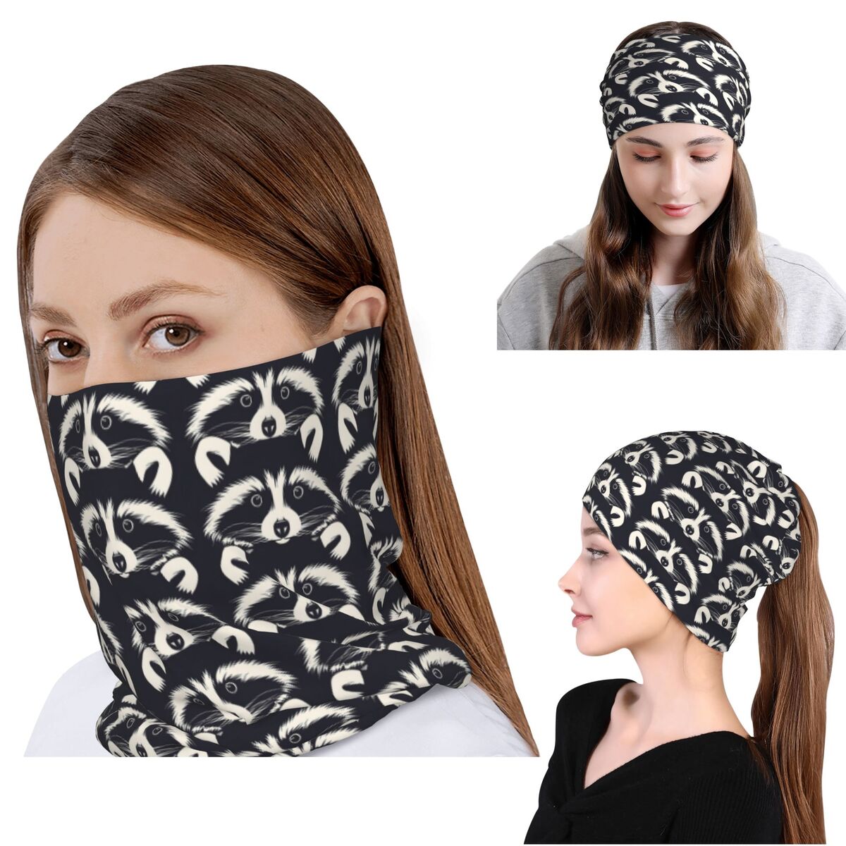 وشاح سحري بنمط وجه الراكون بال - مراجعة Bandana Blank White وسعره