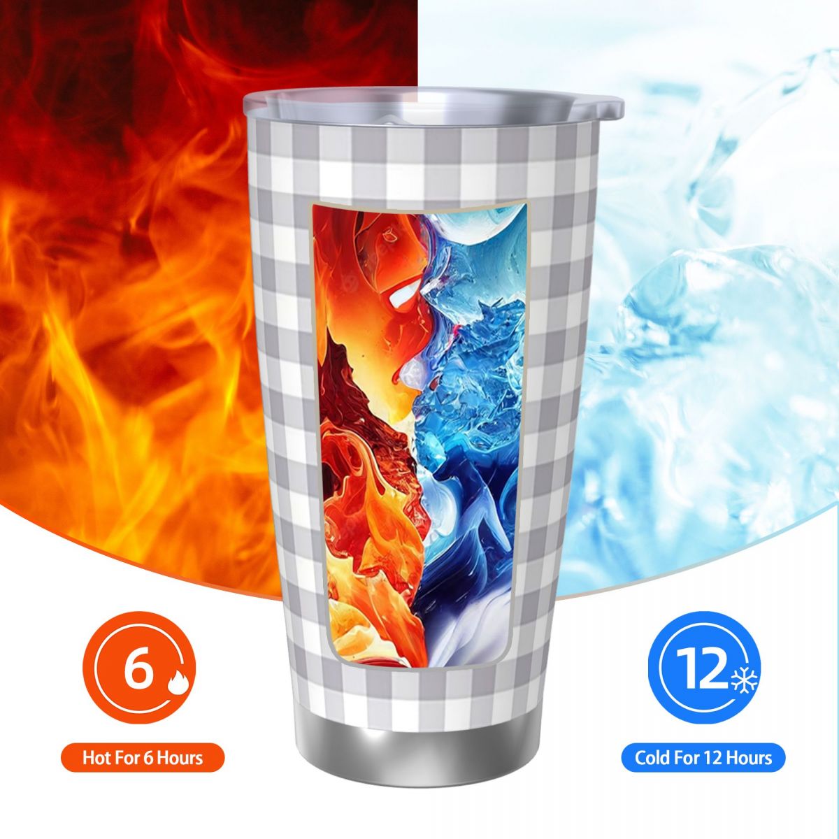 رمادي وأبيض القماش القطني الفو - مراجعة Tumbler 20Oz White وسعره