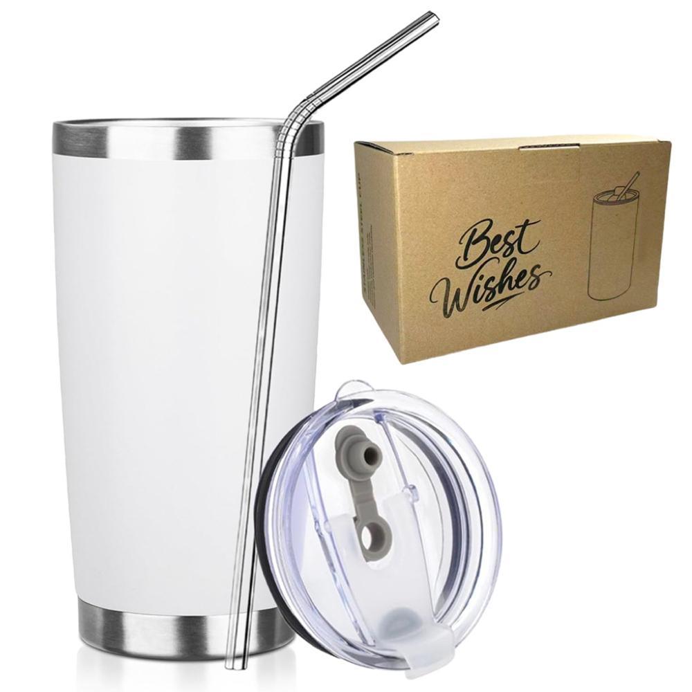 كوب معزول سعة 20 أونصة مع غطاء - مراجعة Tumbler 20Oz White وسعره