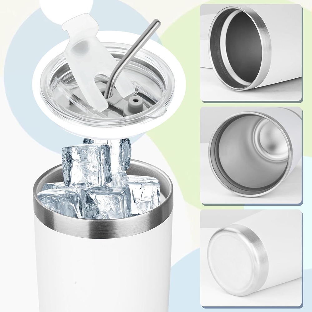 كوب معزول سعة 20 أونصة مع غطاء - مراجعة Tumbler 20Oz White وسعره