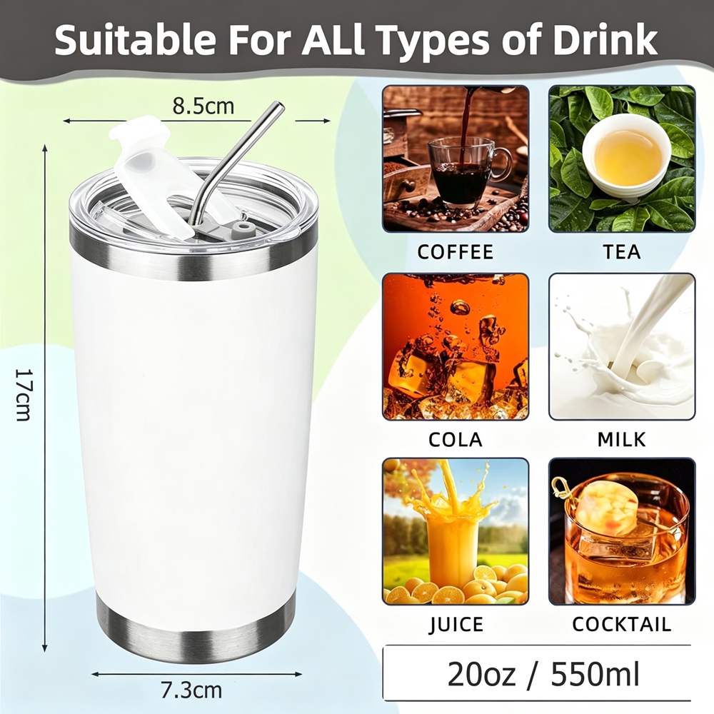كوب معزول سعة 20 أونصة مع غطاء - مراجعة Tumbler 20Oz White وسعره